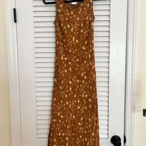 Petite Sophisticate Floral Maxi Dress in Brown and Cream